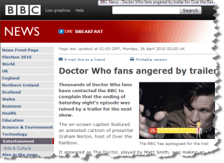 Graham Norton cartoon annoys Dr Who fans