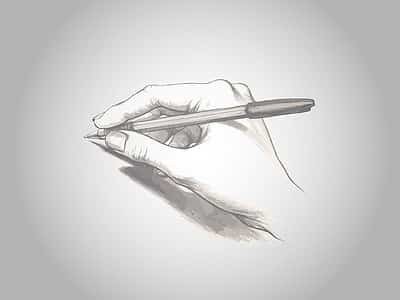 drawing of hand holding pen