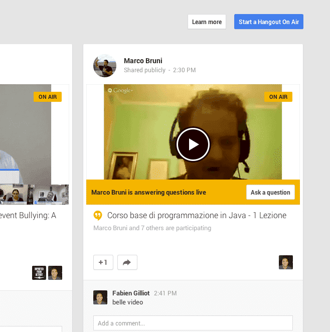 Screen Shot of Google Hangour