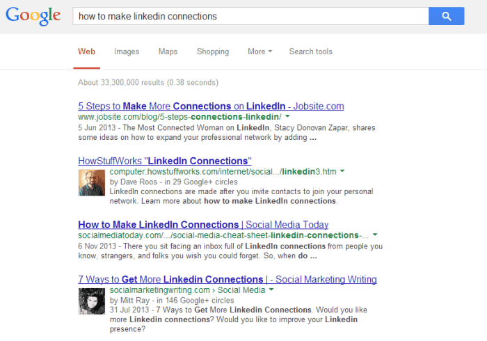 Google Search Results when logged out