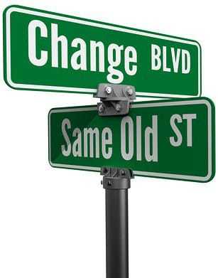 Street signs decide on same old way or change choose new