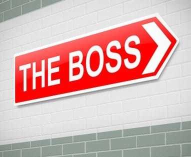 Illustration depicting a sign directing to The Boss.