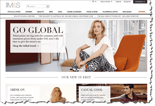 Marks and Spencer Website Screen Shot