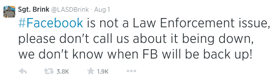 Tweet from Los Angeles Sheriff