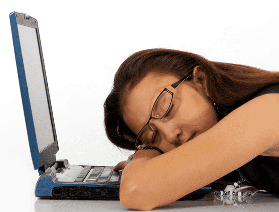 Girl asleep at computer