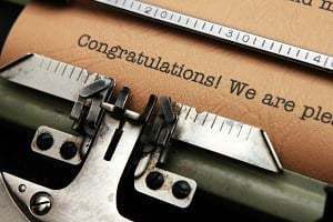 Congratulations being typed