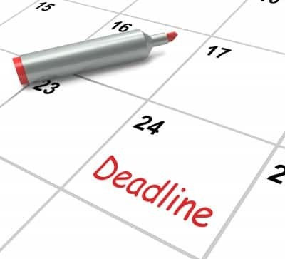 Calendar showing deadline